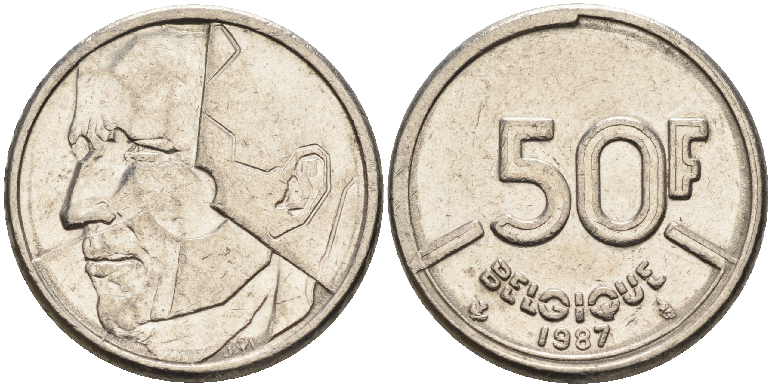 Бельгия 50 франков 1987 Belgique, Бодуэн I (1948-1993) KM 168 никель    4595-1035