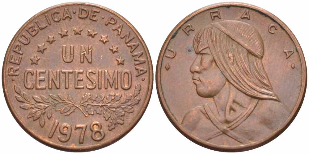 Панама 1 сентесимо 1978 Уррака KM 22 бронза 105-465