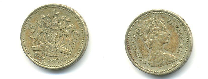 Великобритания 1 фунт 1983 Елизавета II (1952-2022) KM 933, Spink 4221 никель латунь 59-143