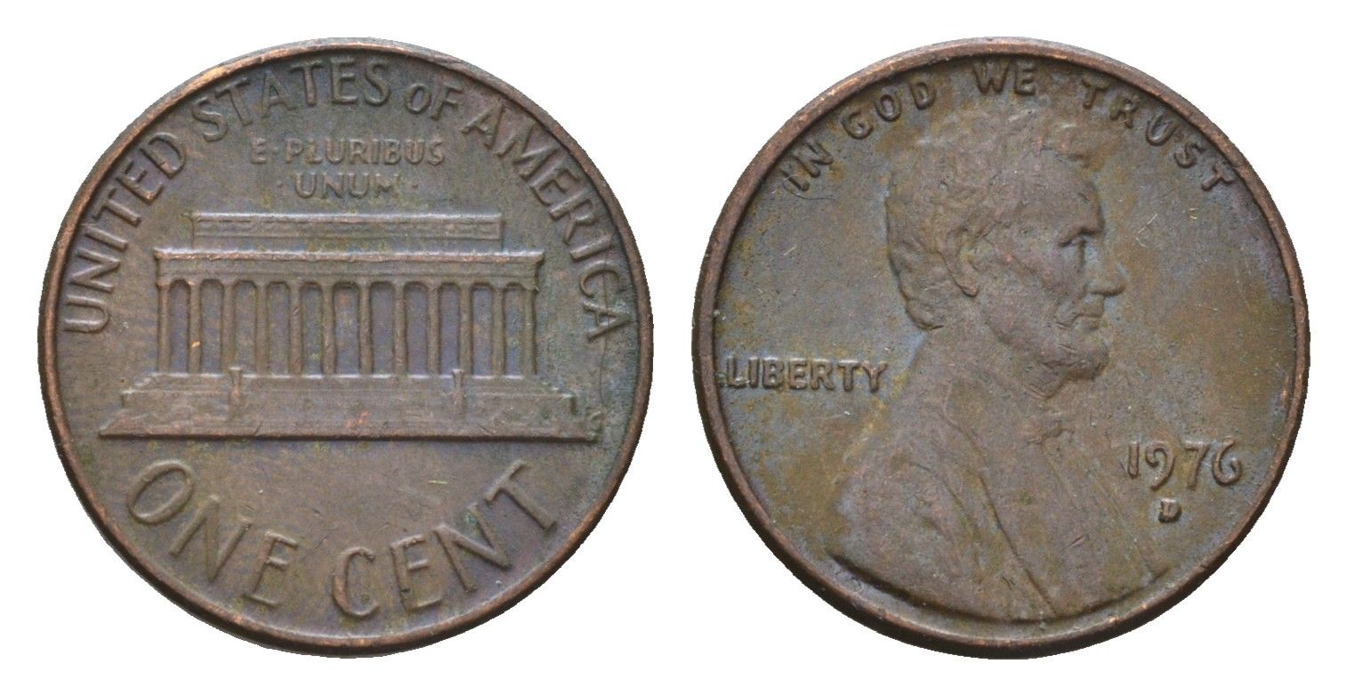 США 1 цент 1976 D, Авраам Линкольн KM 201 медь цинк 4684-929