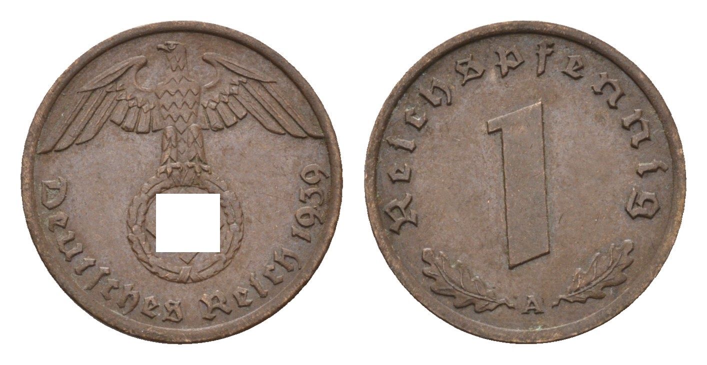 Германия 1 рейхспфенниг 1939 A KM 89, J. 361 бронза 4684-1159