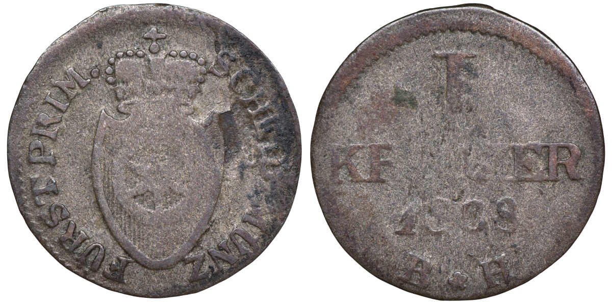 Рейнский союз 1 крейцер 1808 BH, Карл Теодор фон Дальберг (1806-1813) KM 2 серебро    220-933