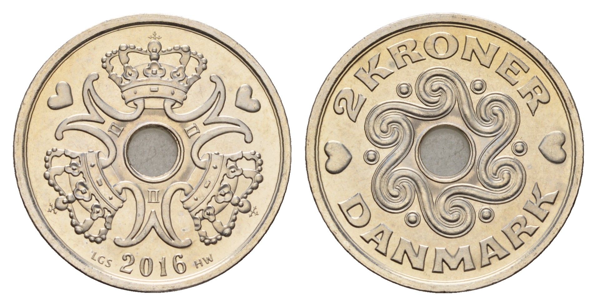 Дания 2 кроны 2016 Маргрете II (1972-2024) KM 874 медно-никель UNC 175-221