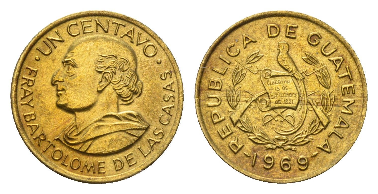 Гватемала 1 сентаво 1969 KM 265 латунь aUNC 4643-639
