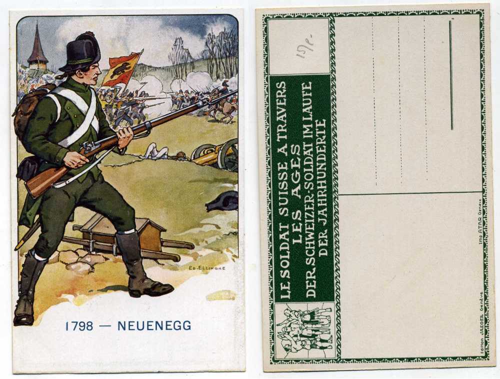 ШВЕЙЦАРИЯ ОТКРЫТКА ND АРМИЯ ШВЕЙЦАРИИ, БИТВА ПРИ НОЙЕНЕГГЕ, 1798 бумага 2193-35