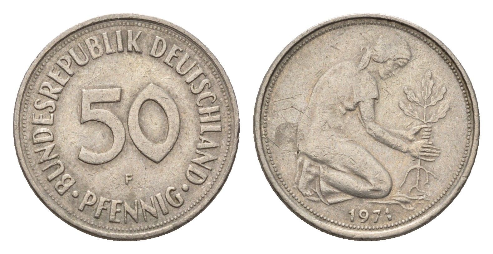 ФРГ 50 пфеннигов 1974 F KM 109.2, J. 384a медно-никель 4684-246