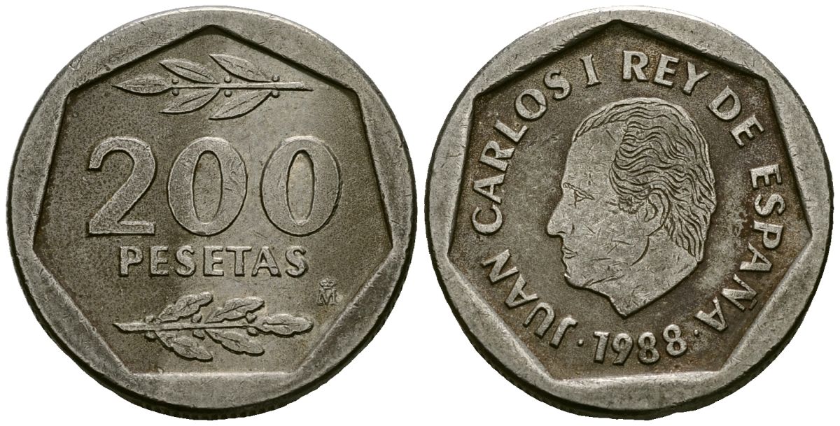 Испания 200 песет 1988 KM 829 медно-никель 4138-1113