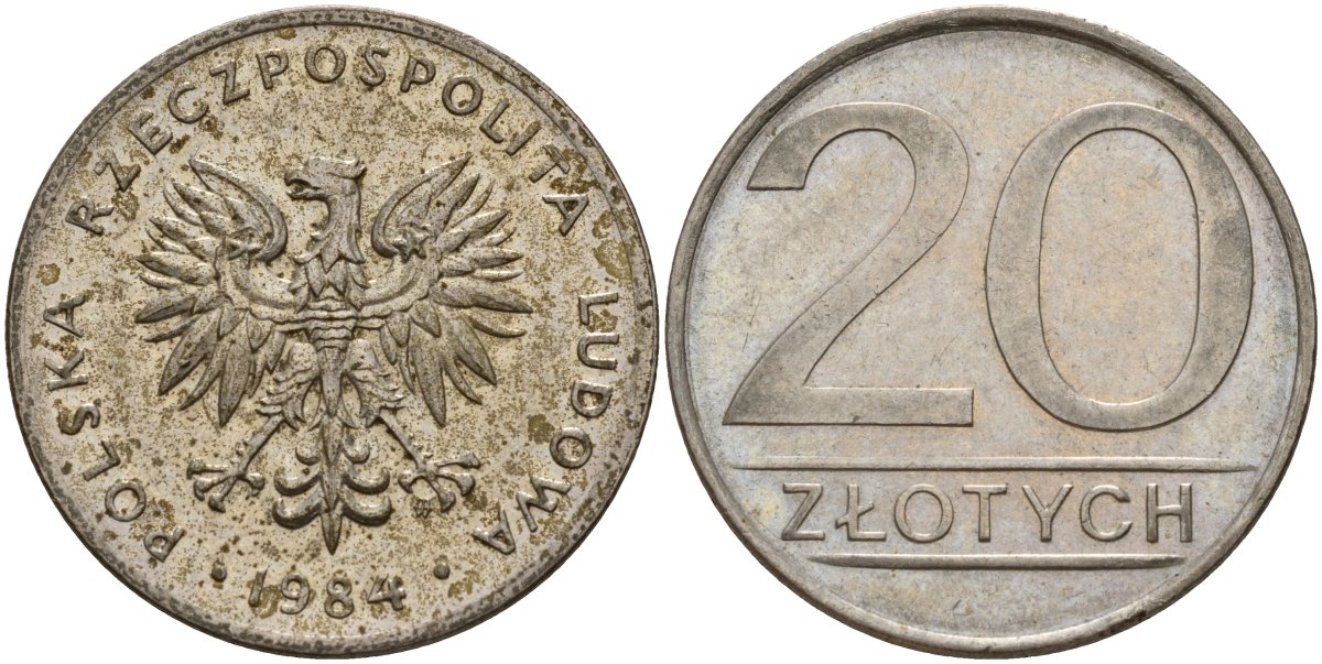 Польша 20 злотых 1984 MW Y 153.1 медно-никель 4187-625