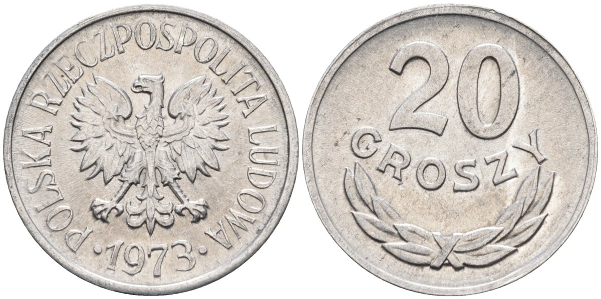 Польша 20 грошей 1973 MW KM А47, Parchimowicz 208m алюминий aUNC 4580-657
