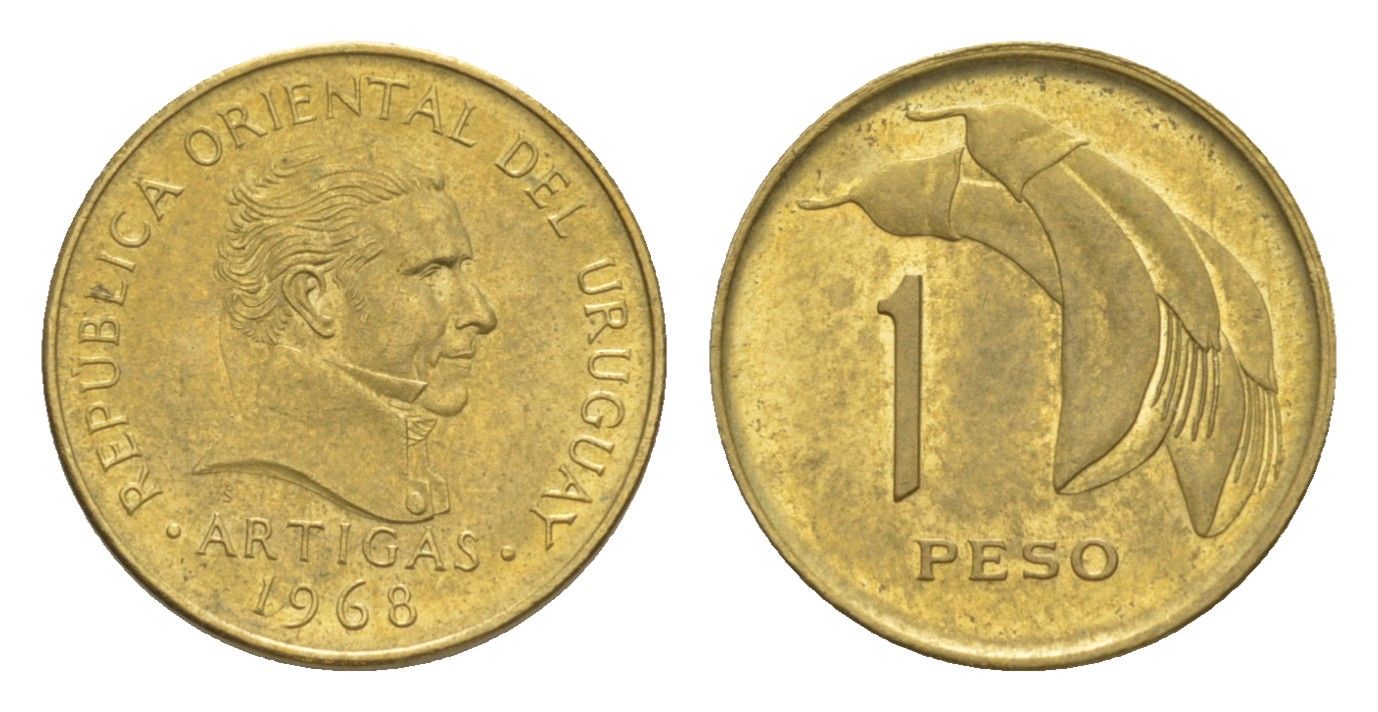 Уругвай 1 песо 1968 KM 49 никель латунь UNC 4636-249
