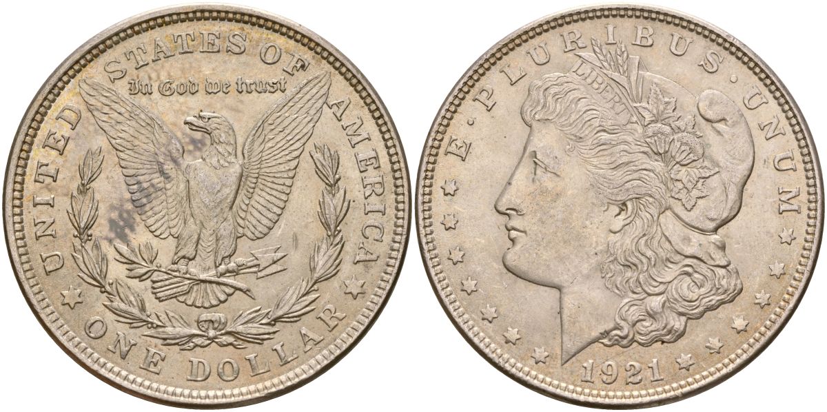 США 1 доллар 1921 Морган доллар KM 110 серебро 4368-924