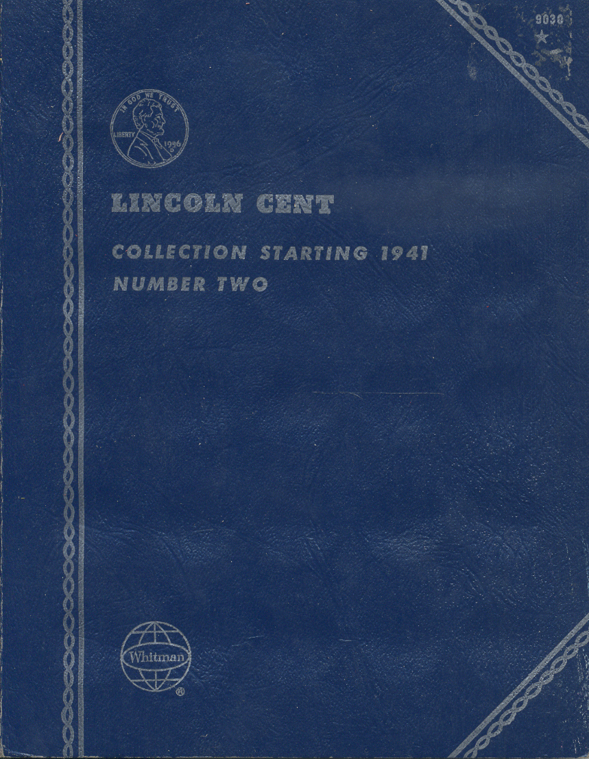 Альбом Whitman картонный альбом для одноцентовых монет США с 1941 года, номер два Lincoln cent, Collection starting 1941 number two бу 00-00