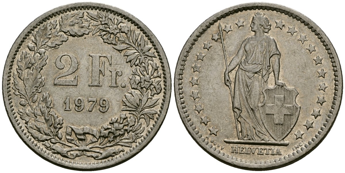 Швейцария 2 франка 1979 KM 21a медно-никель 4120-841