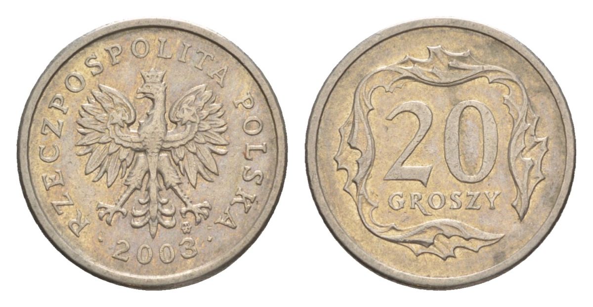 Польша 20 грошей 2003 Y 280 медно-никель 4625-1255