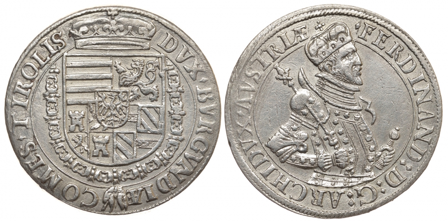 Австрия, Священная Римская империя 1 талер ND Эрцгерцог Фердинанд 1564-1595 Dav. 8097 серебро 00-815-66