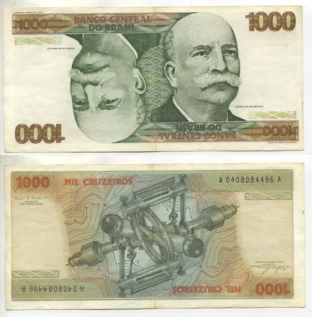 БРАЗИЛИЯ 1000 КРУЗЕЙРО 1978 ПОДПИСЬ 18 Pick 197a бумага 7484-57-1