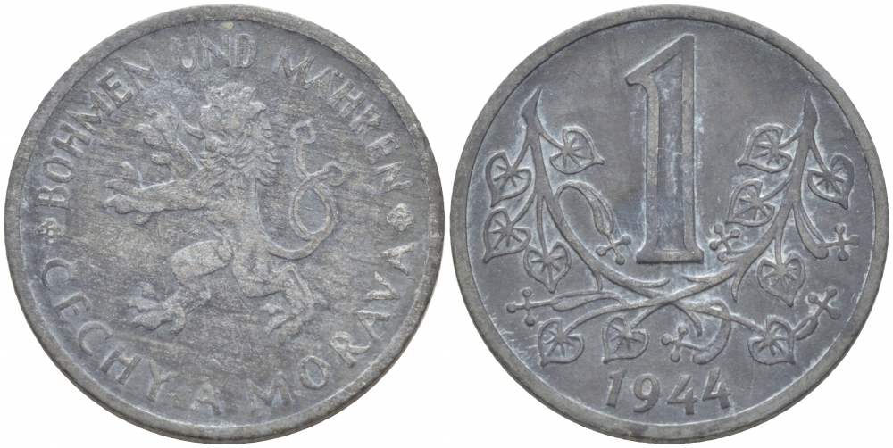 Богемия и Моравия 1 крона 1944 германский протекторат KM 4 цинк 77-945