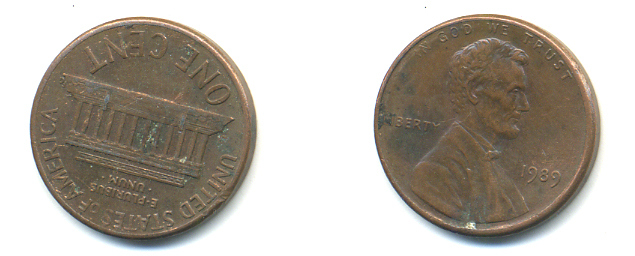 США 1 цент 1989 Линкольн KM 201b цинк плакированный медью 179-428