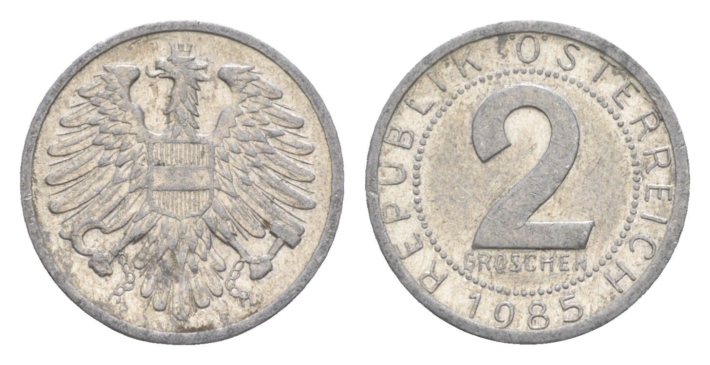 Австрия 2 гроша 1985 KM 2876 алюминий 4564-1118