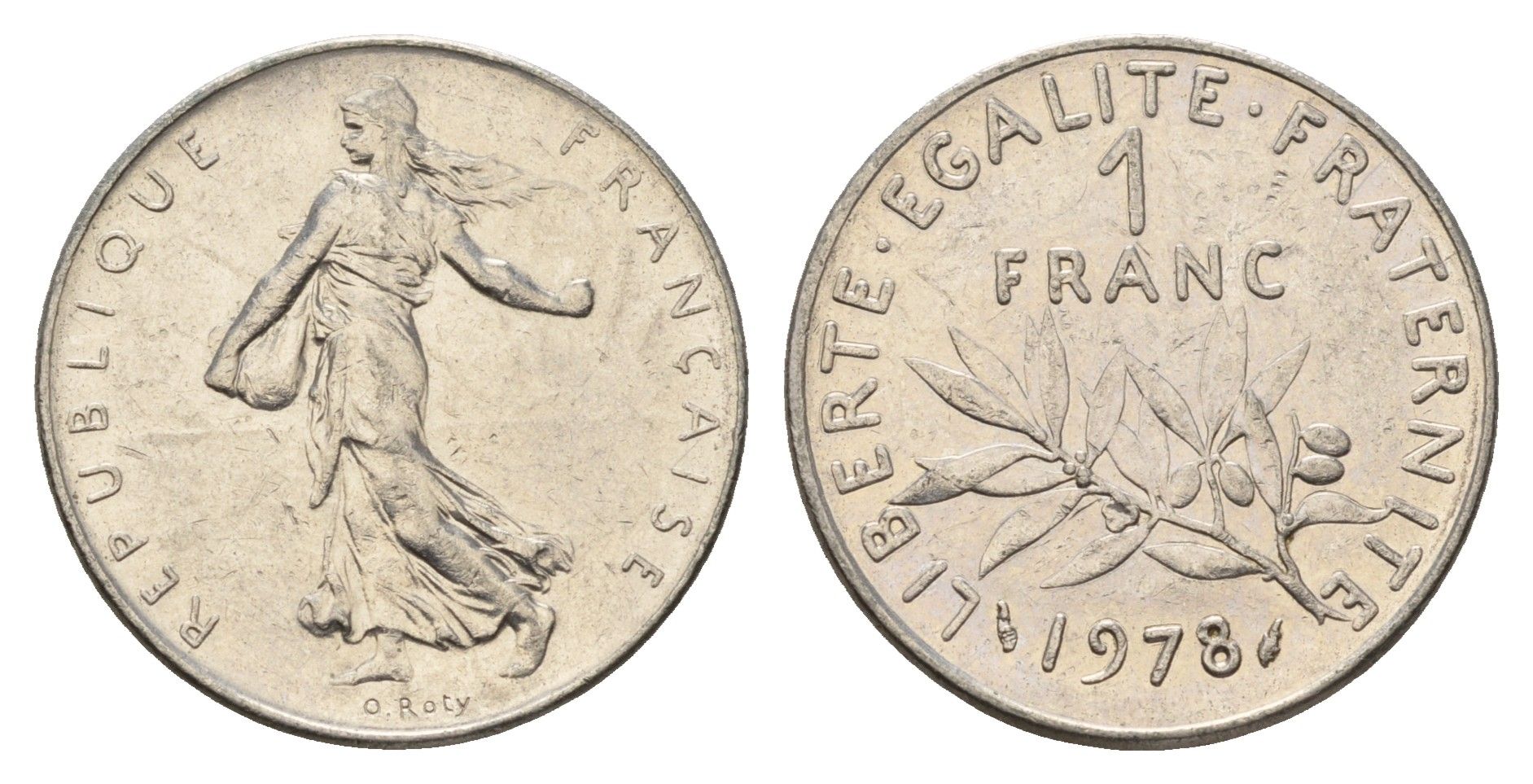 Франция 1 франк 1978 сеятель KM 925 никель 4673-1144