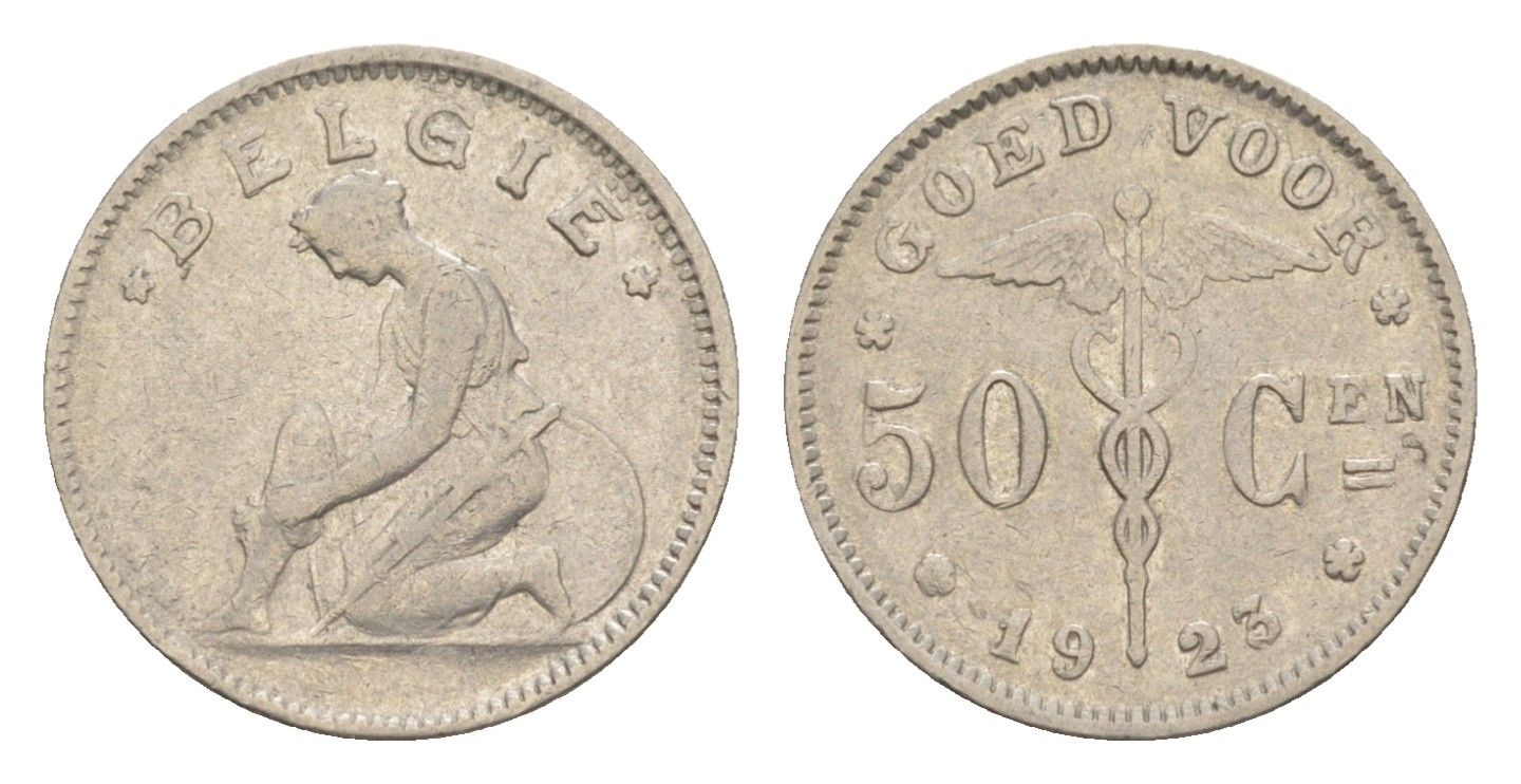 Бельгия 50 сантимов 1923 Belgie, Альберт I (1909-1934) KM 88 никель 4617-155