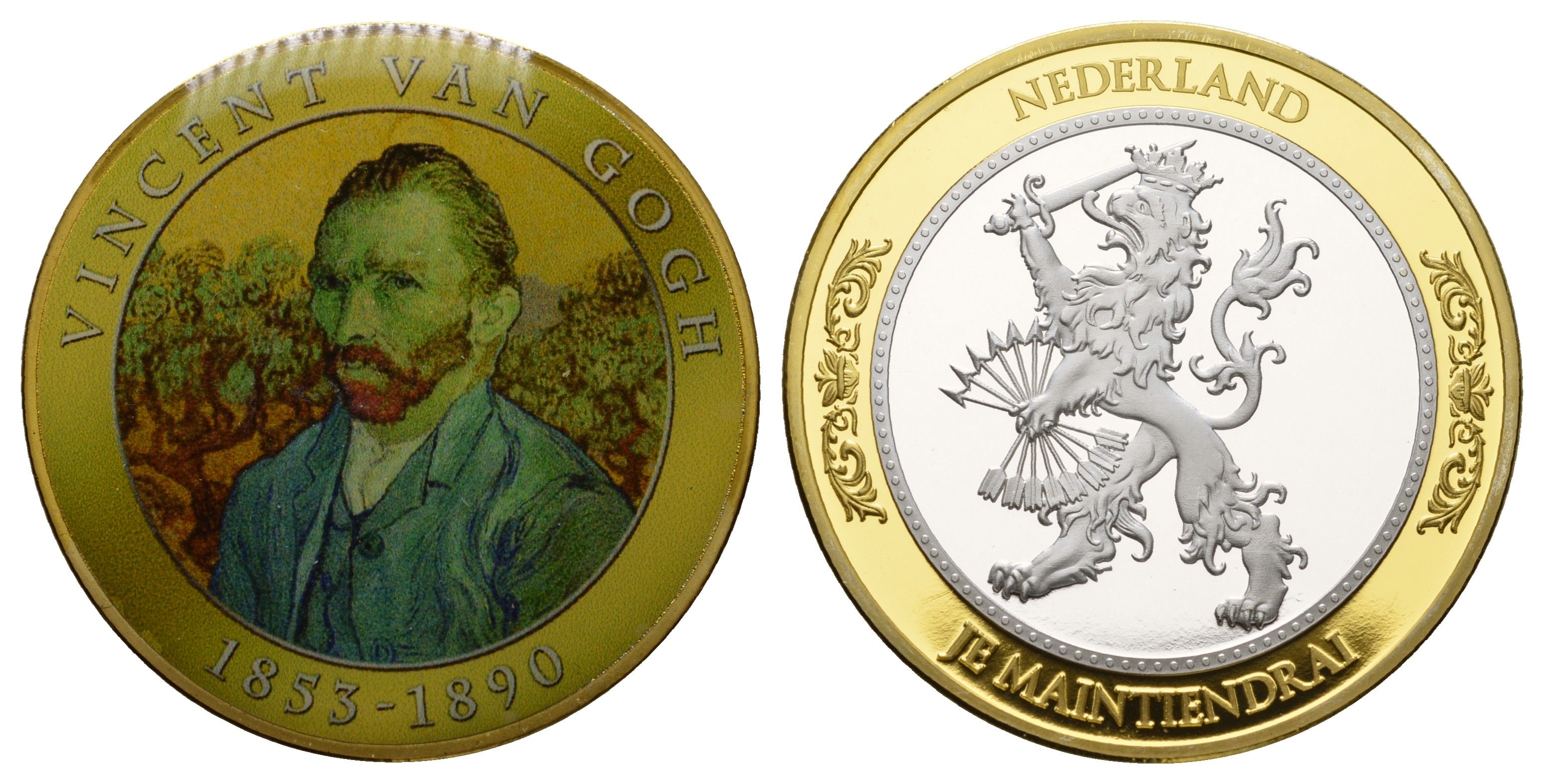 Нидерланды медаль королевского монетного двора "Великие люди - Винсент ван Гог" 2011 диаметр 40 м, вес 32 гр. С сертификатом подлинности биметалл 11-083-25
