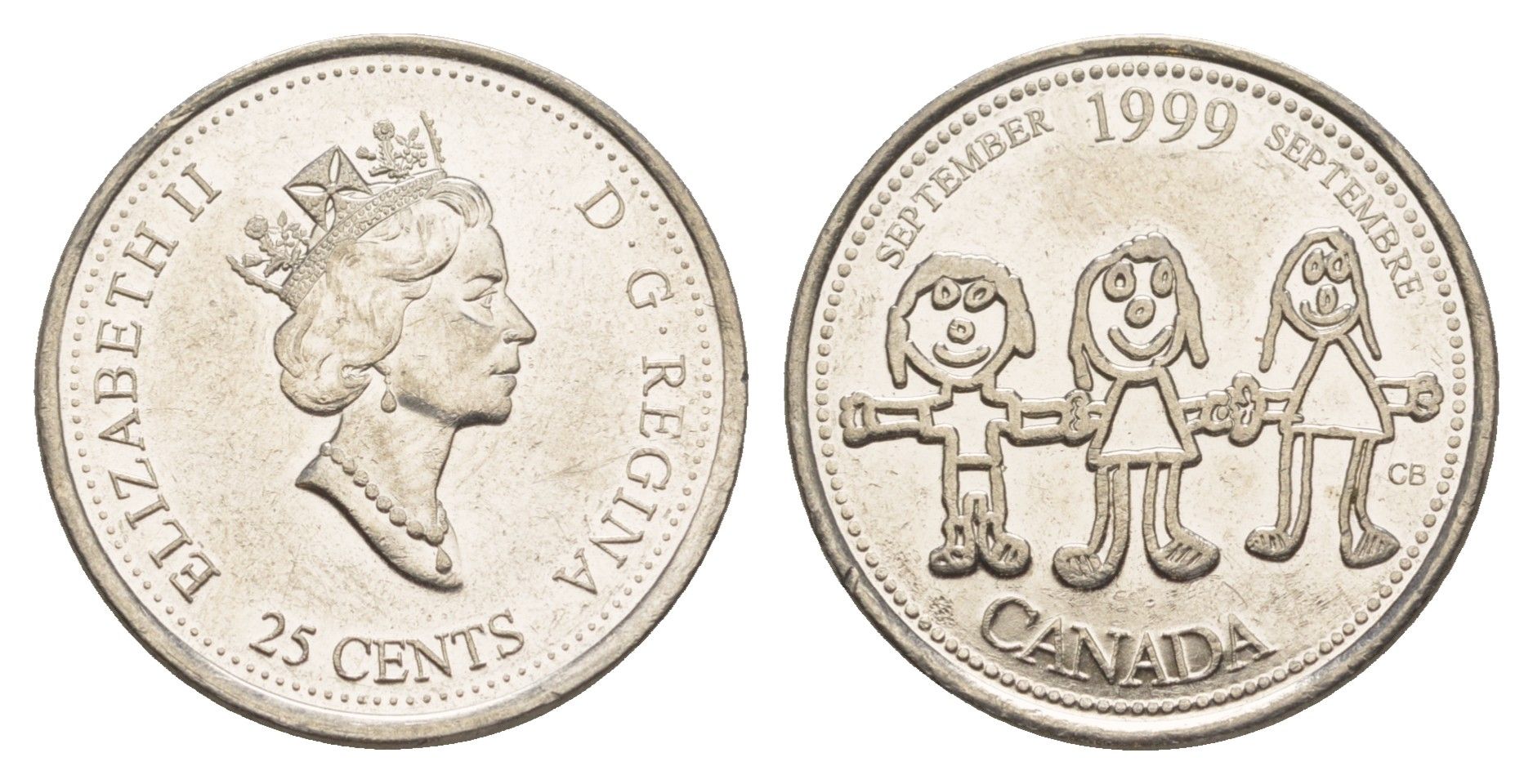 Канада 25 центов 1999 Миллениум - Сентябрь 1999, Мир глазами детей KM 350 никель aUNC 4637-917