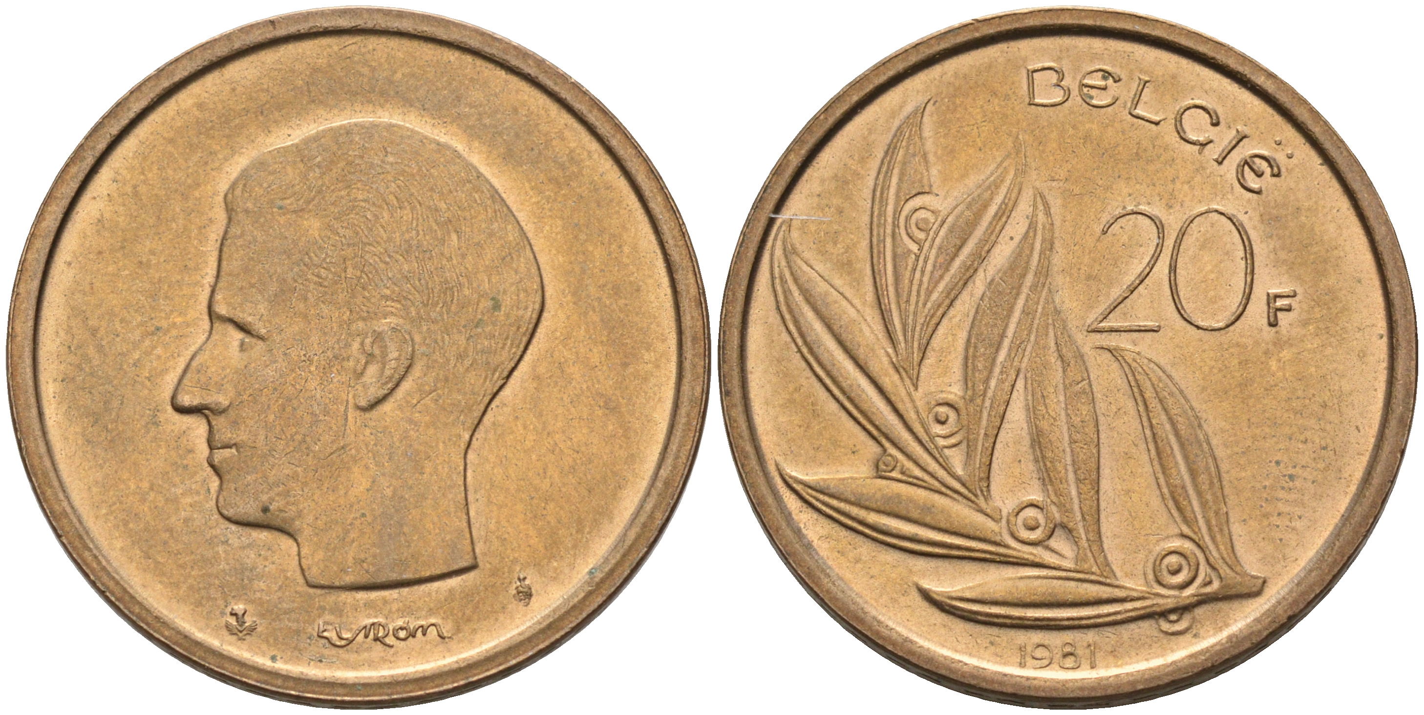 Бельгия 20 франков 1981 Belgie, Бодуэн I (1951-1993) KM 160 никель бронза    4595-621