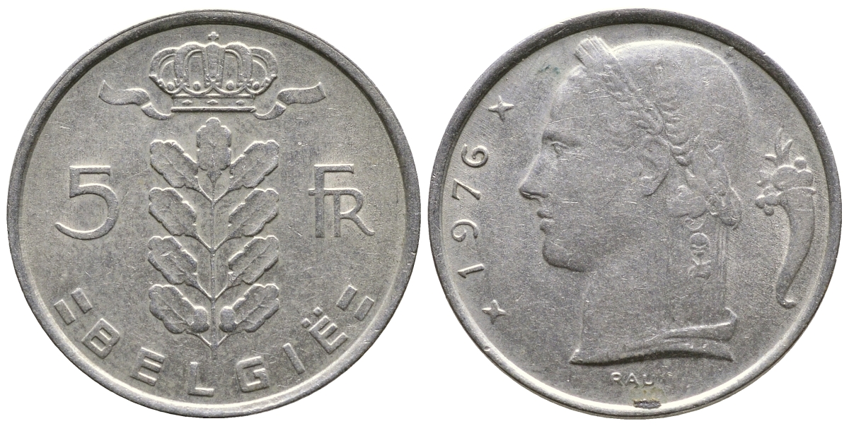 Бельгия 5 франков 1976 Belgie KM 135.1 медно-никель    4603-1041