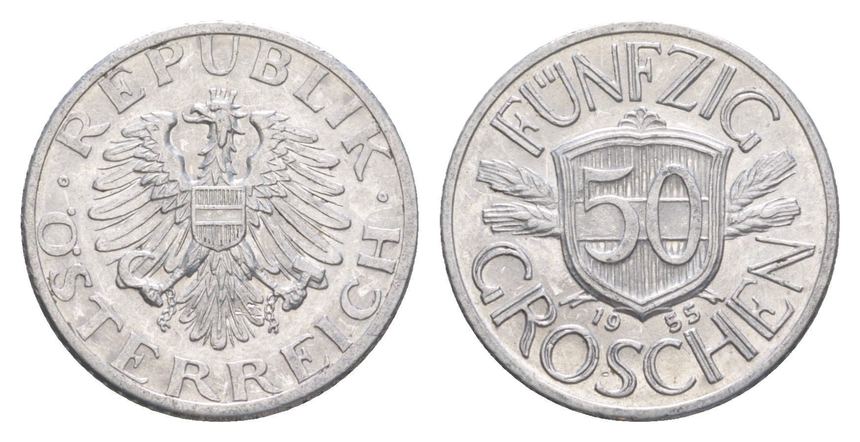 Австрия 50 грошей 1955 KM 2870 алюминий UNC 4136-824