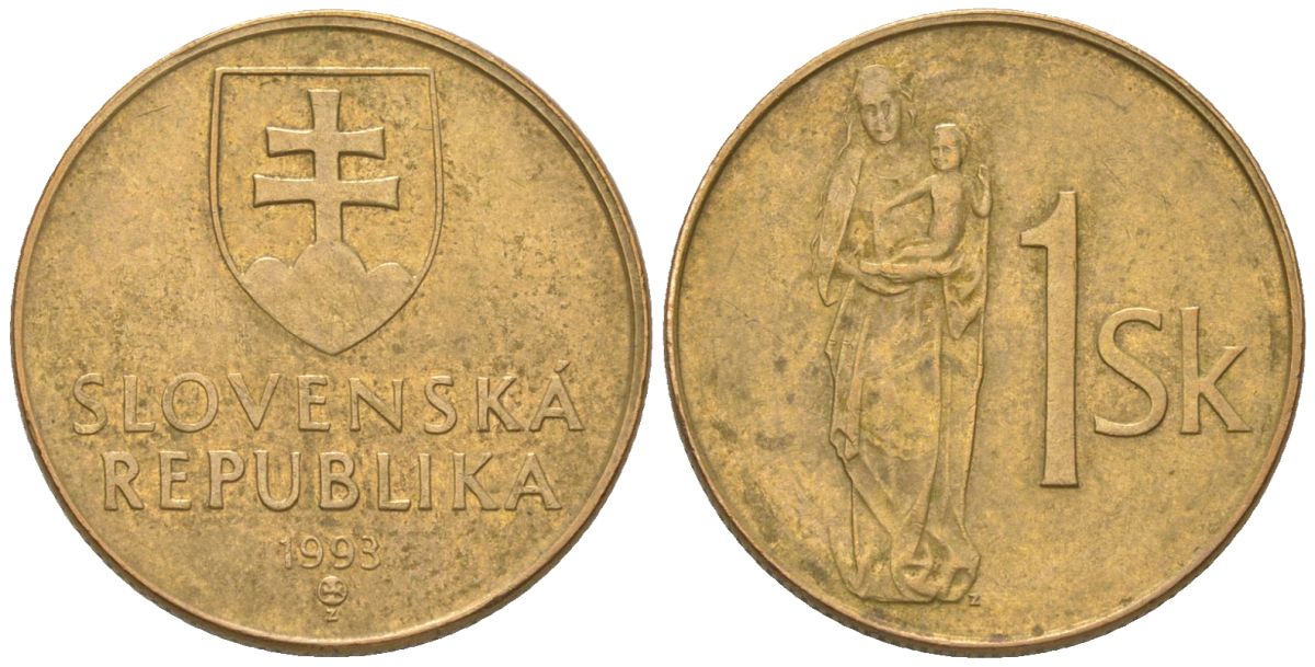 Словакия 1 крона 1993 MK KM 12 сталь плакировнная бронзой 4164-857