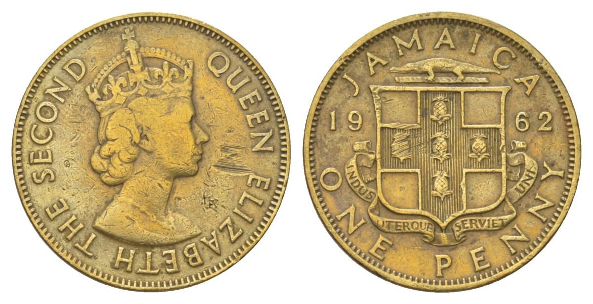 Ямайка 1 пенни 1962 KM 37 никель латунь 4628-724