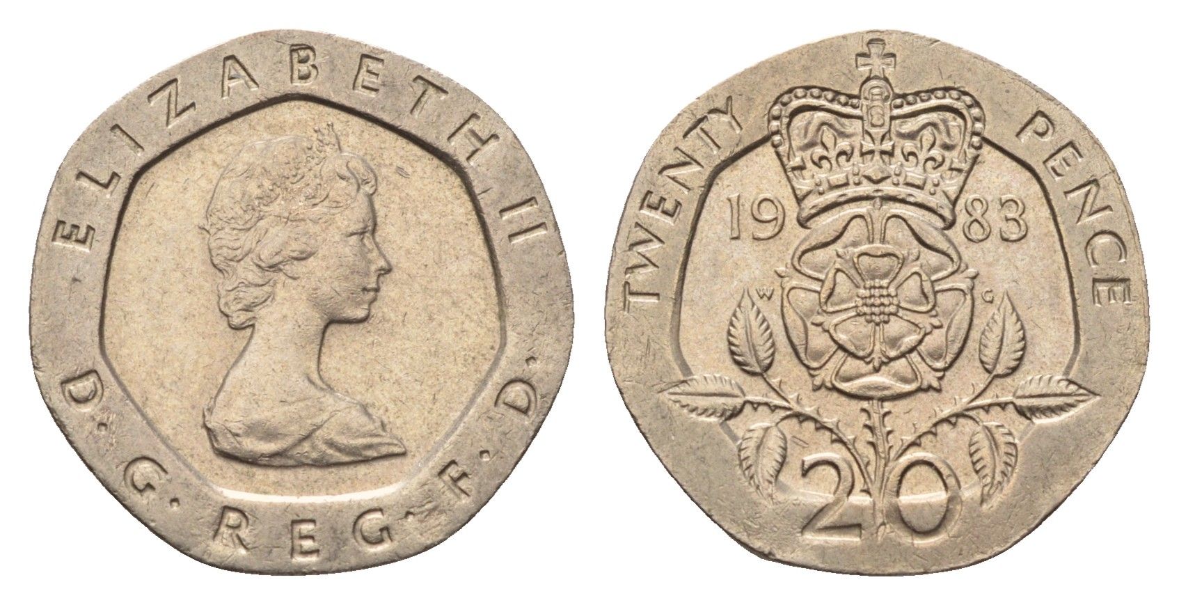 Великобритания 20 пенсов 1983 Елизавета II (1952-2022) KM 931, Spink 4230 (G1) медно-никель 4696-836