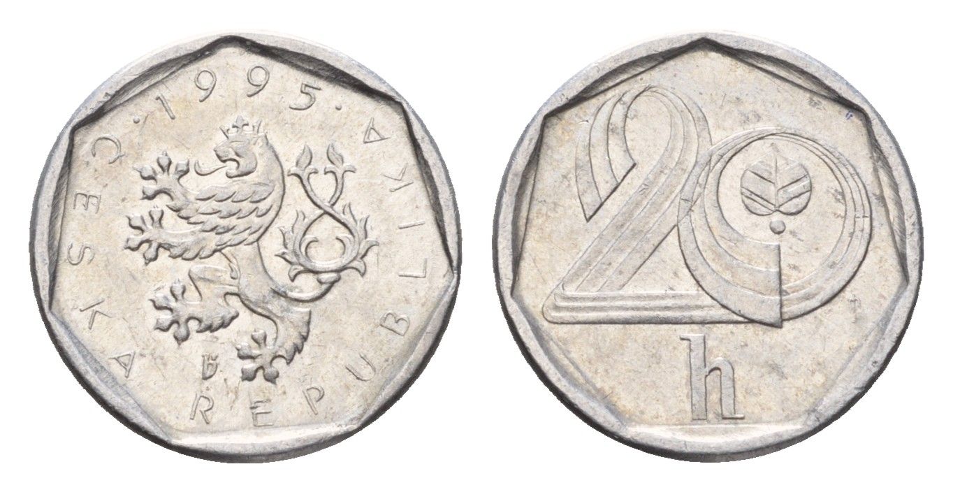 Чехия 20 геллеров 1995 KM 2.1 алюминий 192-557