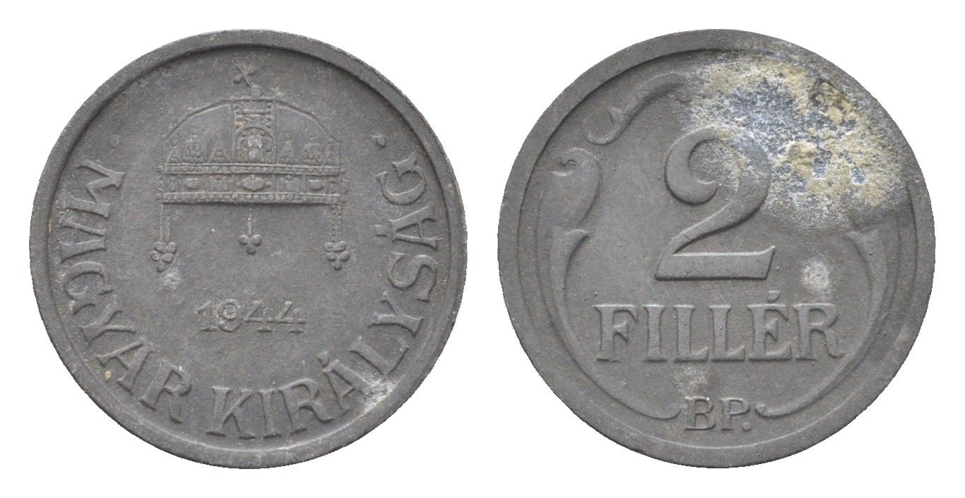 Венгрия 2 филлера 1944 BP KM 519 цинк 4665-557