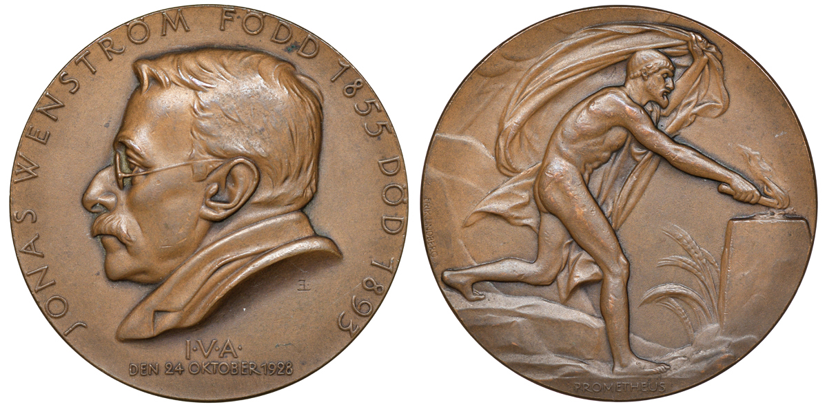 Швеция медаль 1928 Королевская шведская академия инженерных наук (IVA) в память Й. Венстрёма, 45,3 мм, 38,19 гр. Тираж 250 экземпляров бронза 1098-5-31