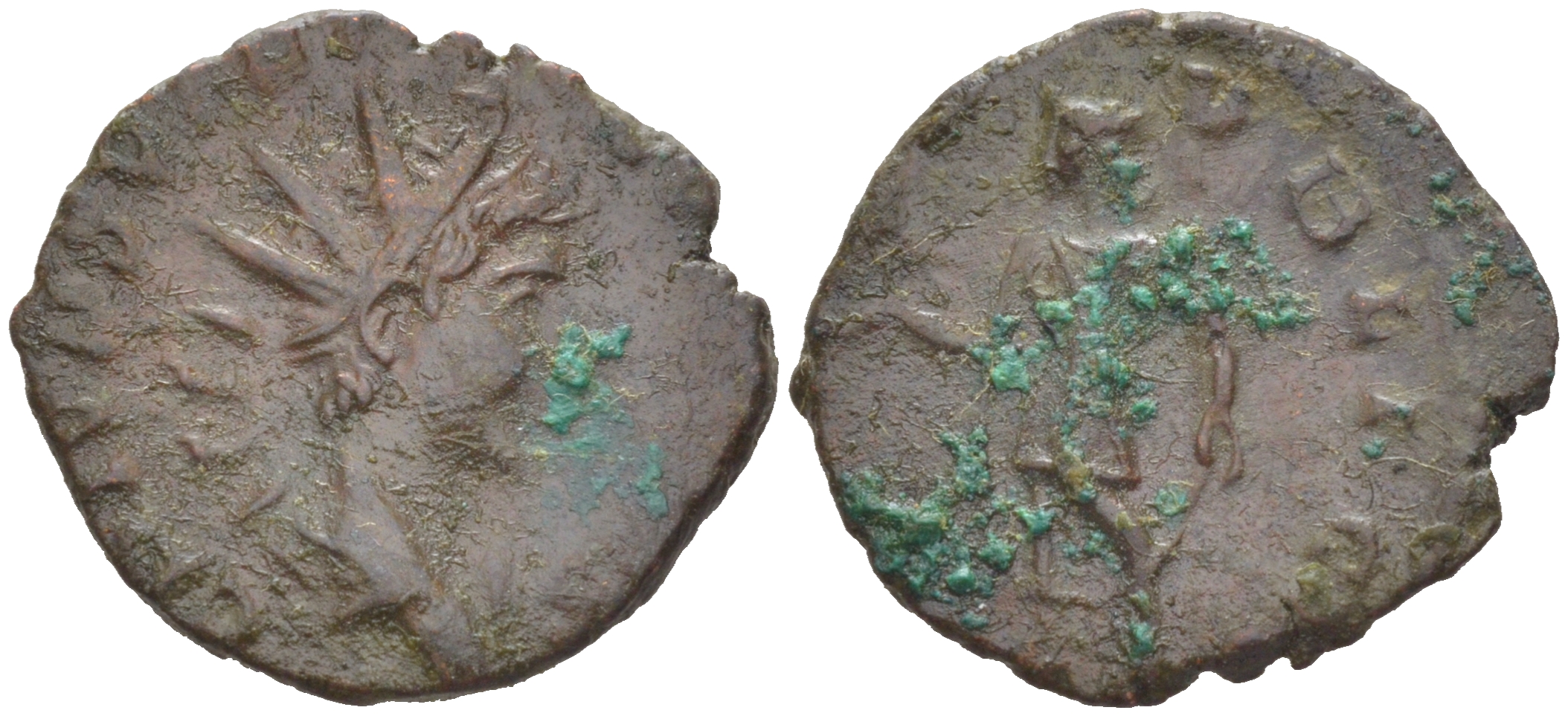 Римская Империя, императоры в Галлии антониниан 273 - 274 Тетрик II, C PIV ESV TETRICVS CA, бюст цезаря / SPES PVBLICA, Спея, персонификация Надежды, Августа Треверов RIC 272 биллон 1073-24-71