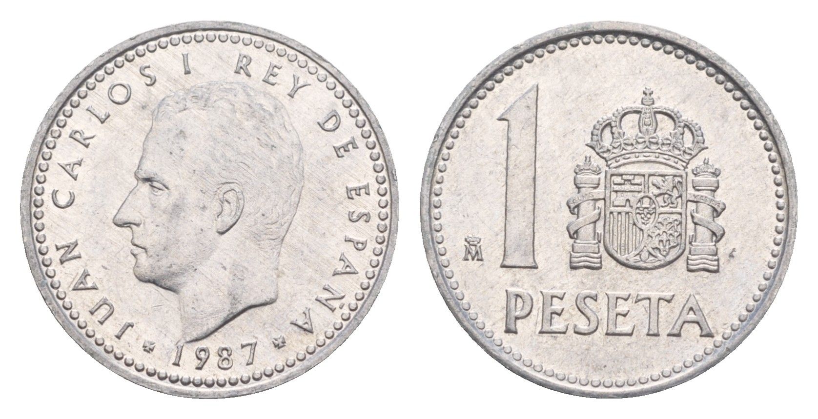 Испания 1 песета 1987 M, Хуан Карлос I (1975-2014) KM 821 алюминий 4655-1128