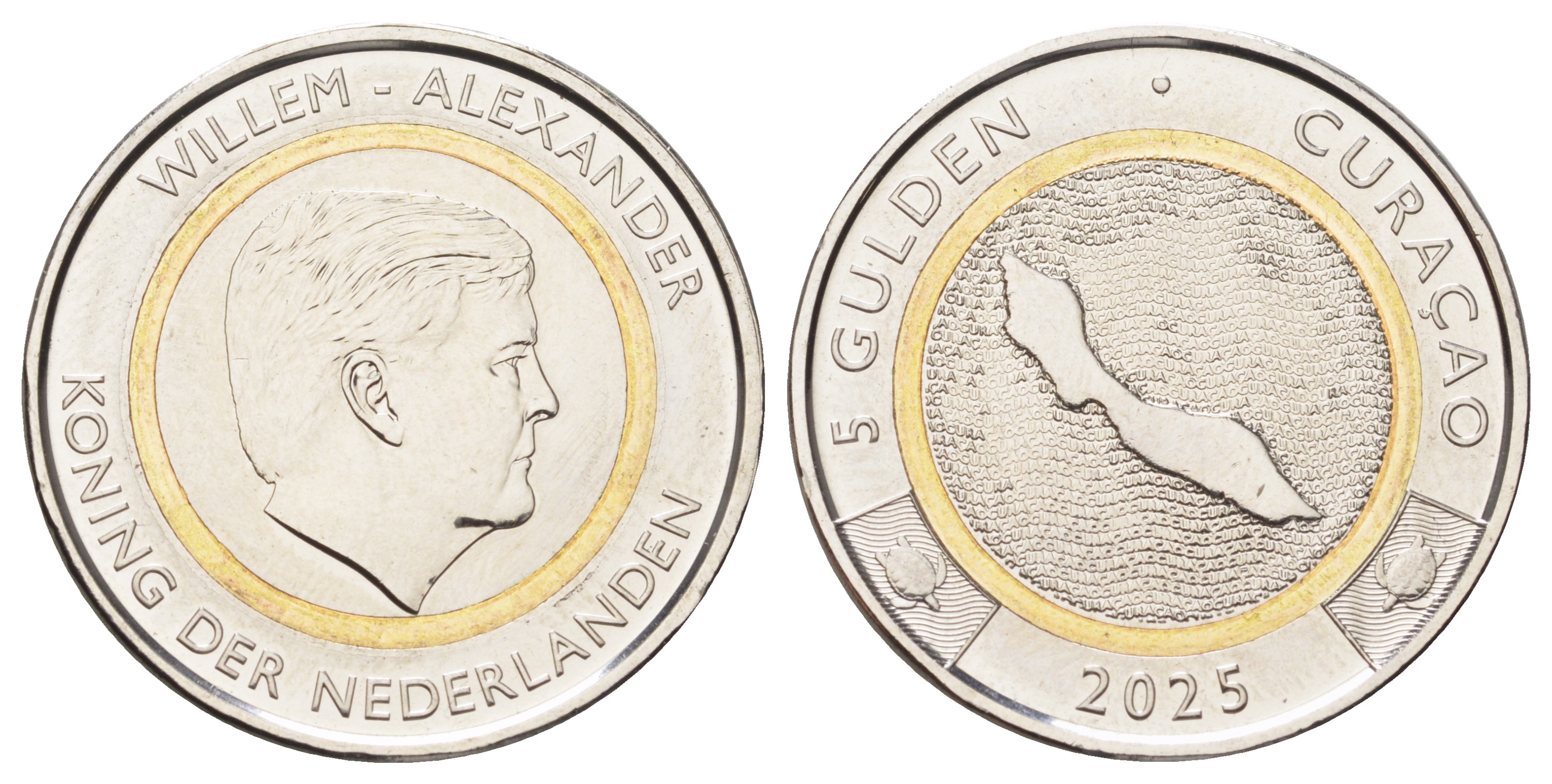 Кюрасао 5 гульденов 2025 король Виллем-Александр (2013- ) KM NEW биметалл  UNC  3459-646