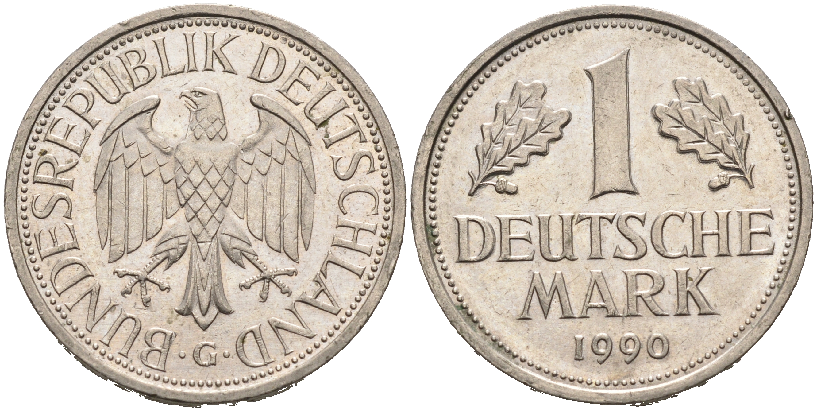 ФРГ 1 МАРКА 1990 G KM 110 медно-никель 75-735