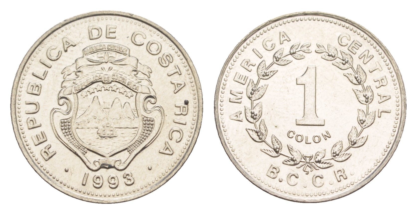 Коста-Рика 1 колон 1993 KM 210 нержавеющая сталь UNC 4644-355