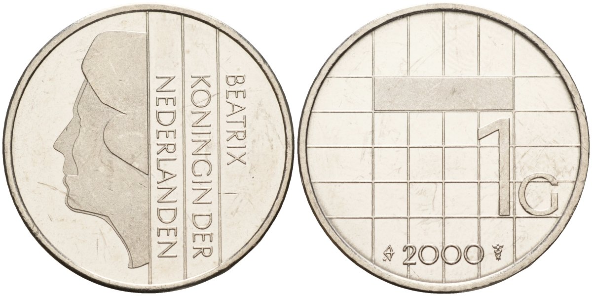 Нидерланды 1 гульден 2000 Беатрикс (1980-2013) KM 205 никель 4143-1215