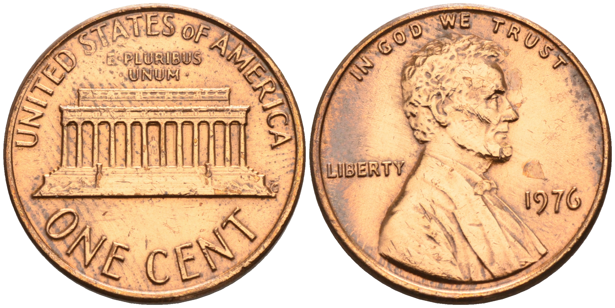 США 1 цент 1976 Линкольн KM 201 медь цинк    4115-323