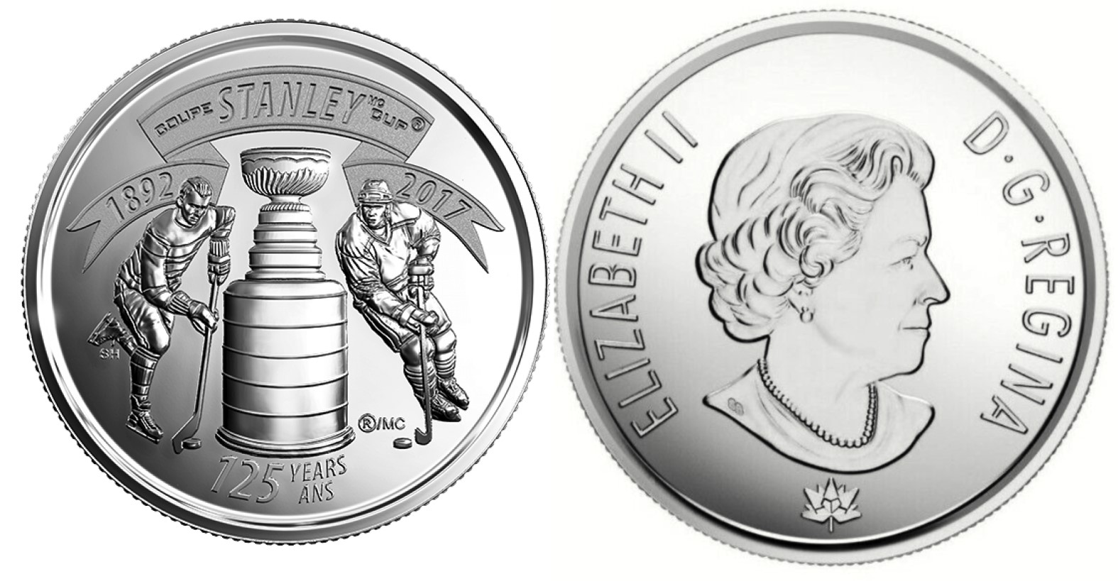 Канада 25 центов 2017 125-я годовщина розыгрыша Кубка Стэнли, хоккей KM 2299 никелированная сталь  UNC  M59-05