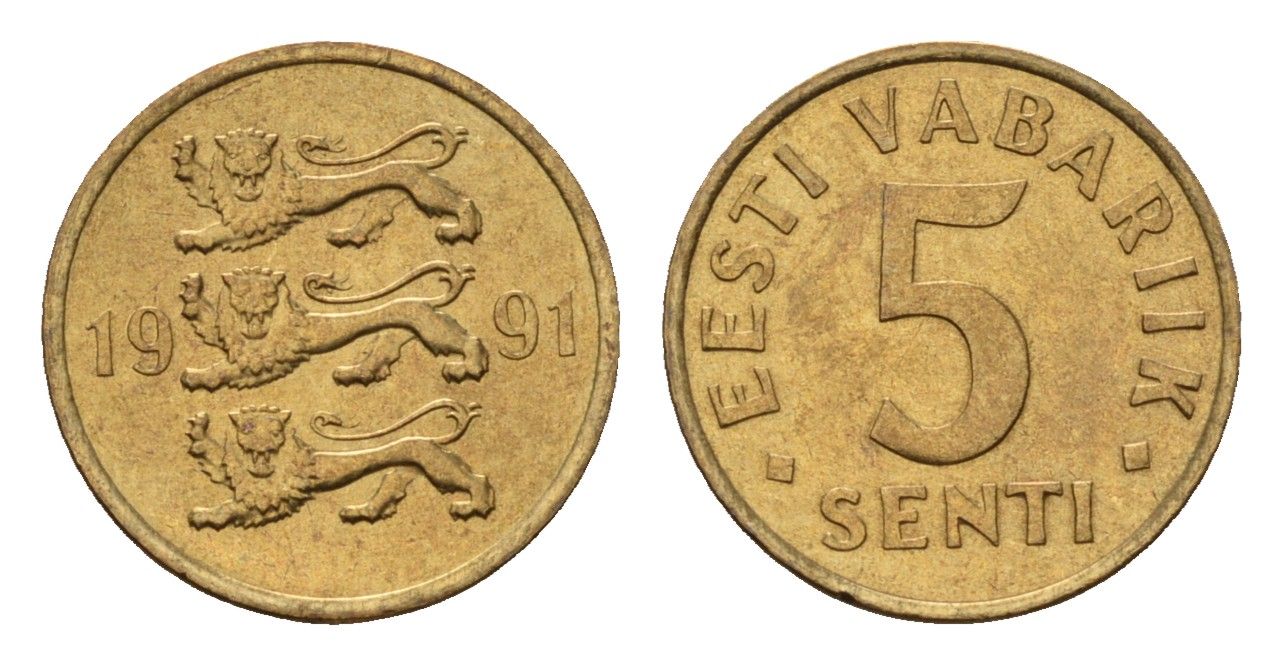 Эстония 5 сентов 1991 KM 21 латунь UNC 4694-1252