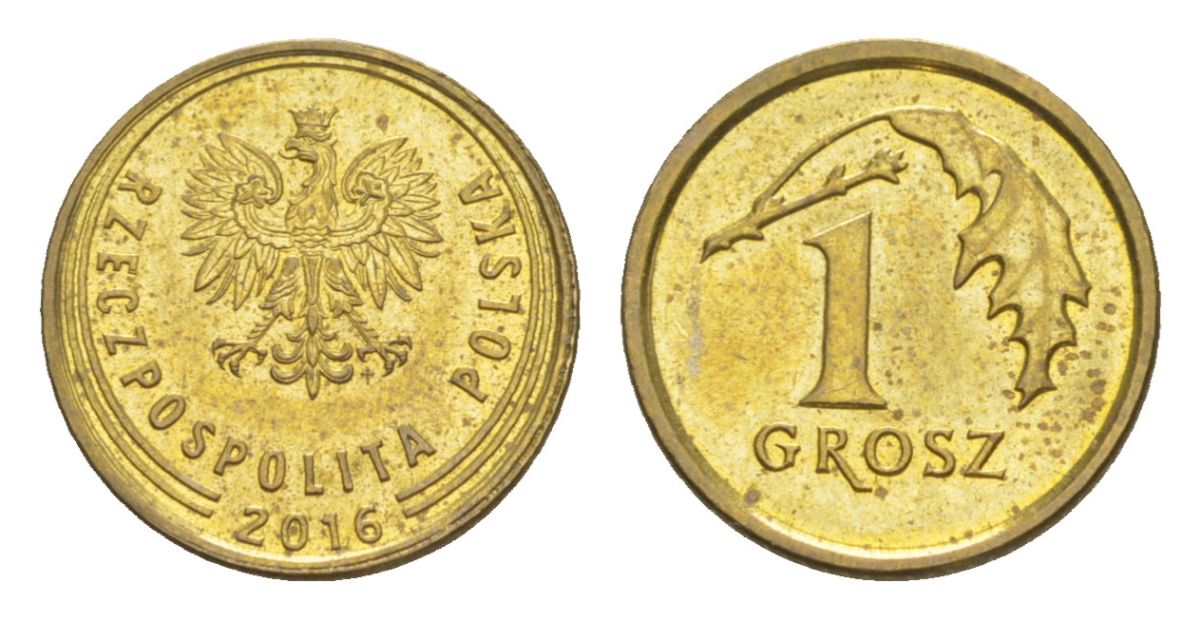 Польша 1 грош 2016 Y 923 сталь плакированная латунью UNC 4625-135