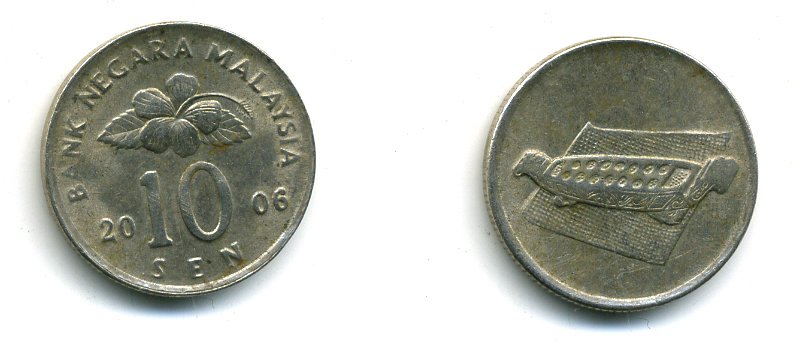 Малайзия 10 сенов 2006 цветок KM 51 медно-никель 4364-655