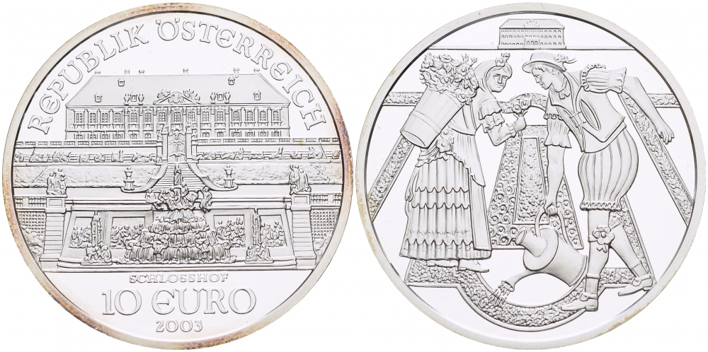 Австрия 10 евро 2003 дворец Шлосс Хоф, крестьяне KM 3103 серебро PROOF 1087-3-63