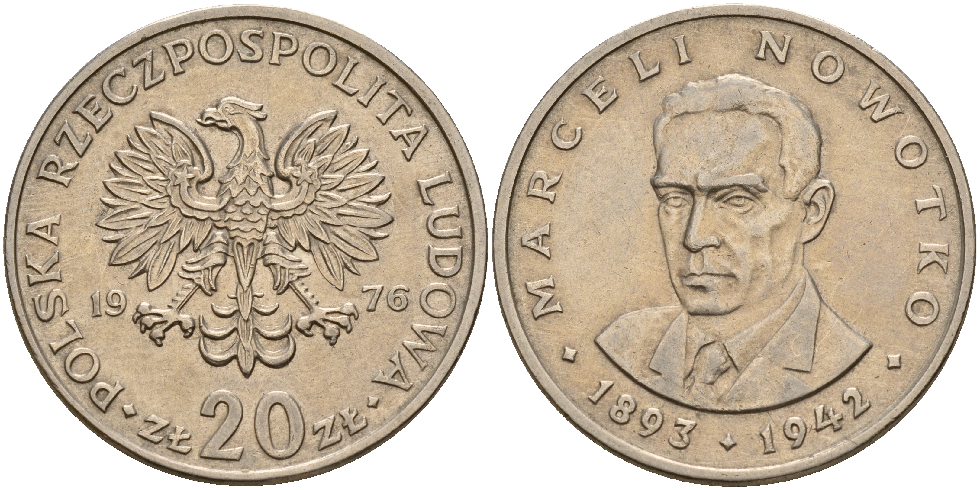 Польша 20 злотых 1976 Марцелий Новотко KM 69 медно-никель    4157-921