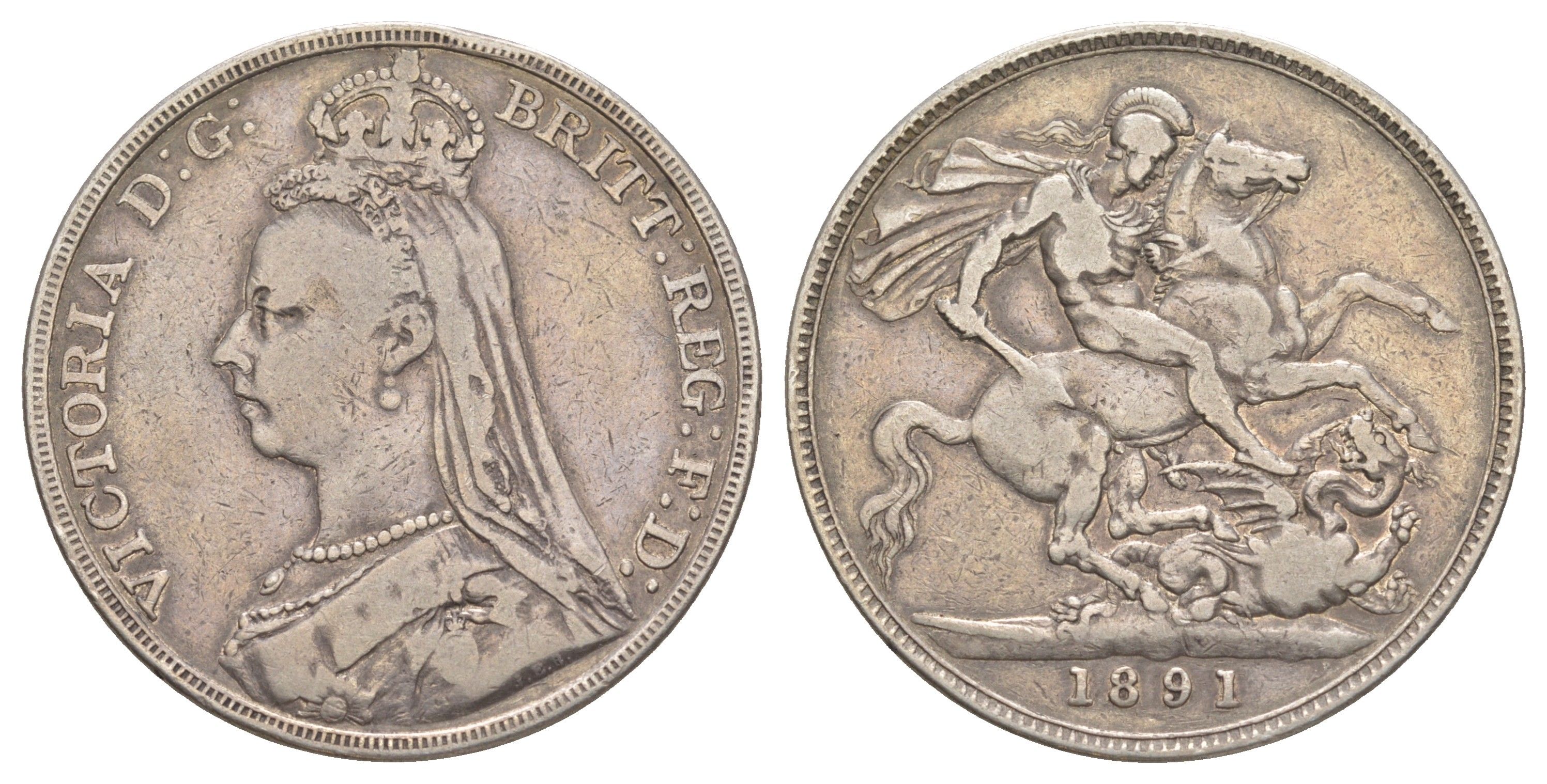 Великобритания 1 крона 1891 Виктория (1837-1901) KM 765, Spink 3921 серебро 4044-532